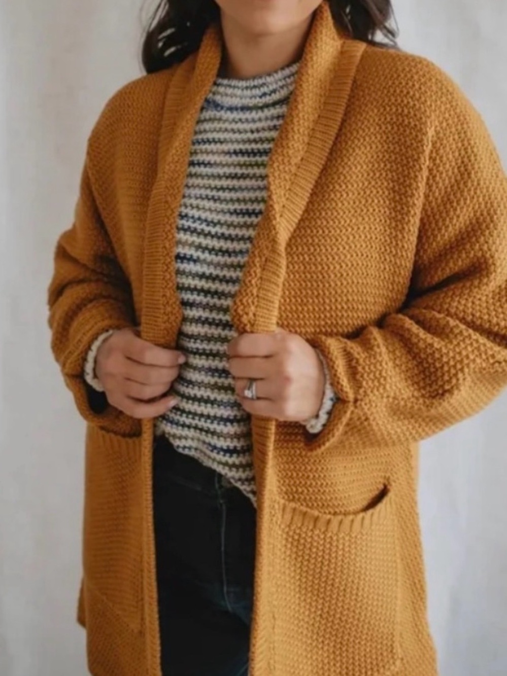 THE SKINNY Erinn Cardigan In Harvest (mustard/golden yellow) One Size